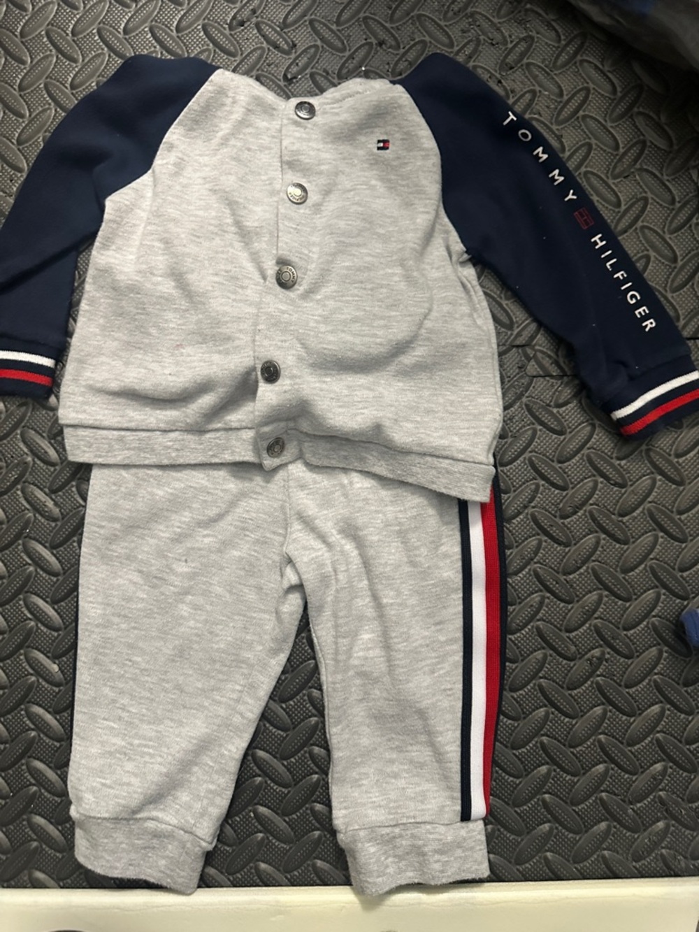 Tommy Hilfiger Gray, Navy & Red Kids Jogger Set
